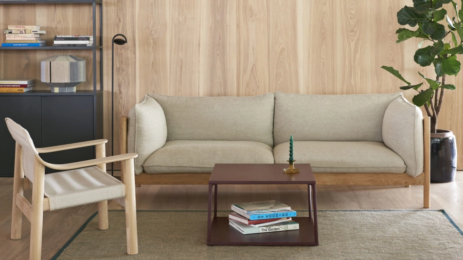Arbour 3 Seater Hallingdal 220 oiled waxed oak_Bernard raw canvas matt lacquer_Tapis Rug green_Eiffel Coffee Table.jpg