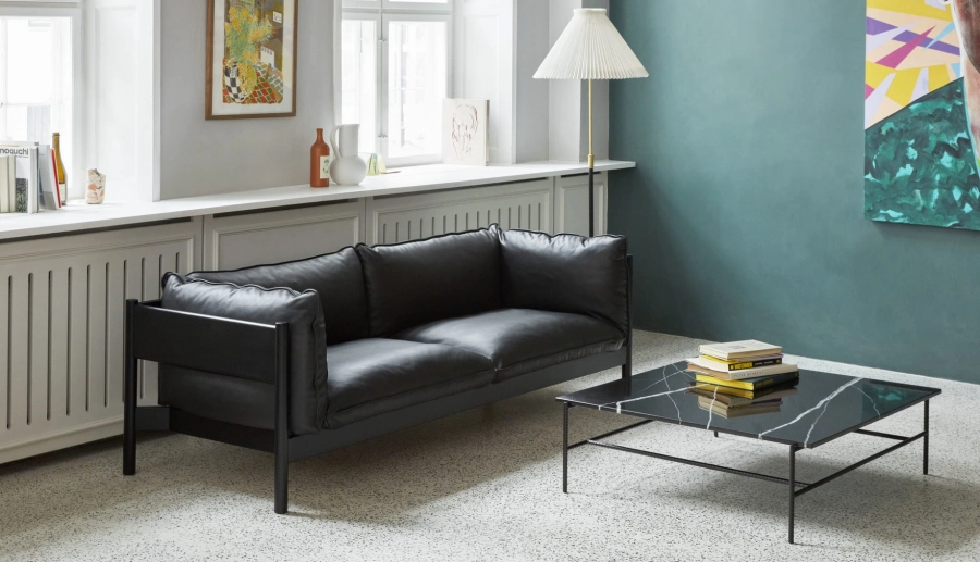 Arbour 3 Seater Nevada NV 0500S black water-based lacquer beech base_Rebar Coffee Table marble tabletop soft black frame 01.jpg