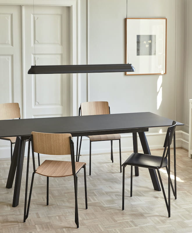 PC Linear soft black_Petit Standard oak veneer seat and back black powder coated steel base_CPH 30 Extendable black lino black frame.jpg