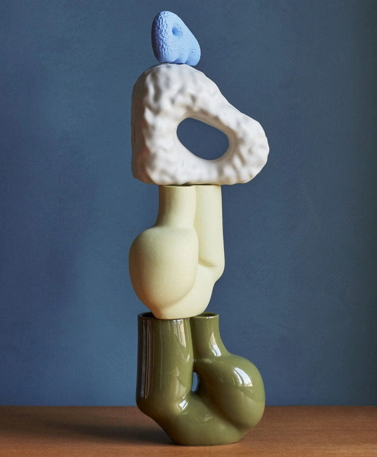 W and S Chubby Vase soft yellow_olive green_W and S Boulder Bookend ivory_W and S Little Lion Sculpture light blue.jpg