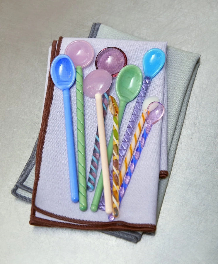Glass Spoons family_Contour Napkin lavender_Contour Napkin grey.jpg