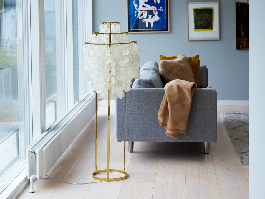 lampa stojąca duński design mosiądz