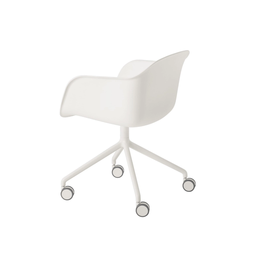 MUUTO krzesło obrotowe z podłokietnikami na kółkach FIBER SWIVEL białe
