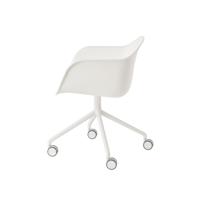 MUUTO krzesło obrotowe z podłokietnikami na kółkach FIBER SWIVEL białe
