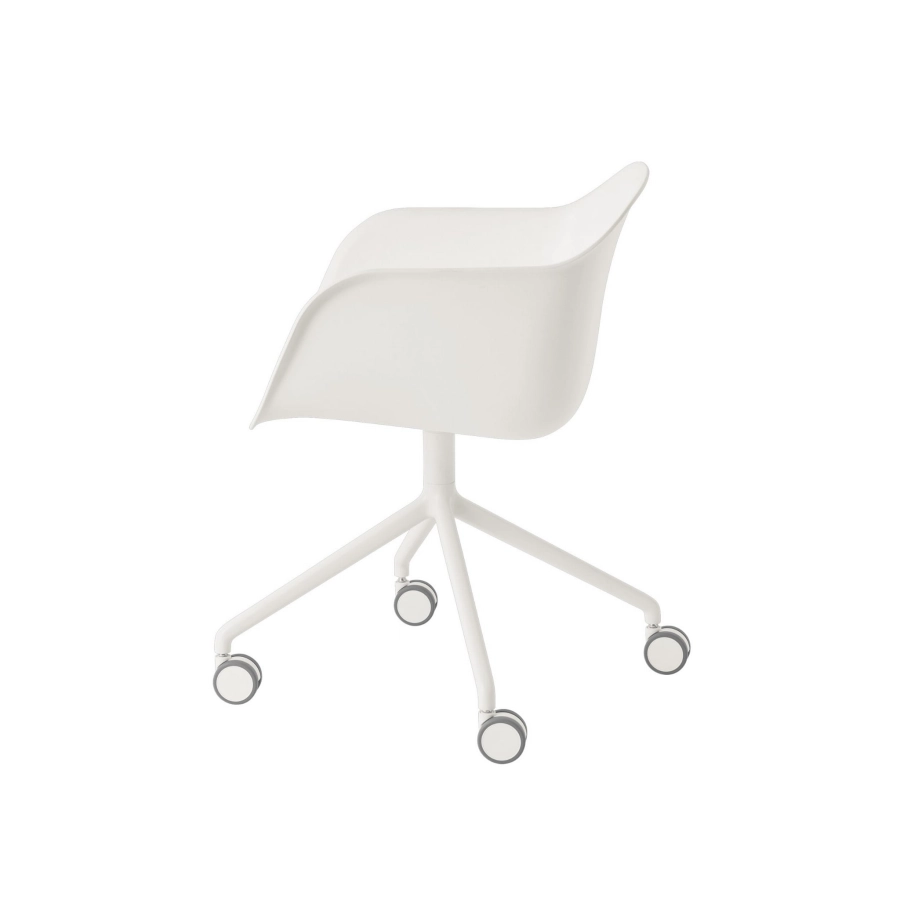 MUUTO krzesło obrotowe z podłokietnikami na kółkach FIBER SWIVEL białe