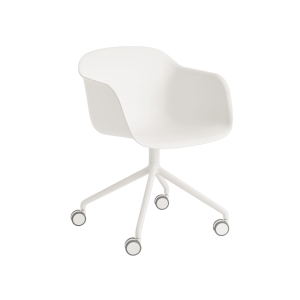 MUUTO krzesło obrotowe z podłokietnikami na kółkach FIBER SWIVEL białe