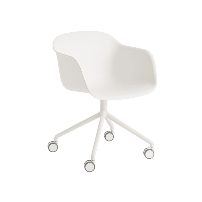 MUUTO krzesło obrotowe z podłokietnikami na kółkach FIBER SWIVEL białe