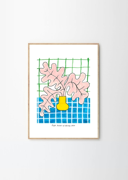 Madelen_Mollard_Pink_Plant_in_Yellow_Vase_Frame_Oak_Low_Res.jpg