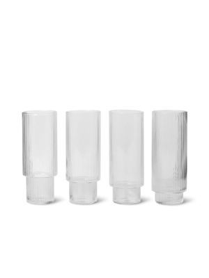 FERM LIVING szklanka RIPPLE LONG transparentna zestaw 4 sztuk