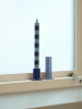 Tube Candleholder M lavender_Tube Candleholder S midnight blue_Stripe Candle blue and bordeaux.jpg