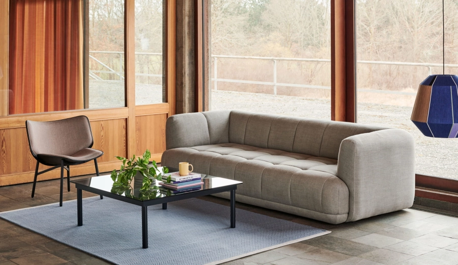 Quilton 3 Seater Linen Grid adriatic blue_Kofi 100x100 grey tinted glass tabletop black wb lacquer oak frame_Bias Rug light blue.jpg