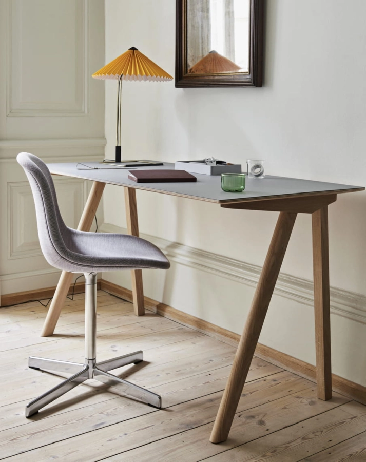 Neu 10 Chair Upholstery polished alu swivel Steelcut Trio 806 uph._CPH 90 Desk wb lacquer oak grey lino top_Matin Table Lamp L yellow shade.jpg
