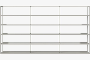BOLIA konfiguracja półek 5x3 NEUTRA 368 x H197 cm dąb bielony, szara stal