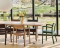Pastis Armchair wb lacquered oak_pine green wb lacquered ash_Passerelle Table wb lacquered oak tabletop burgundy crossbar.jpg