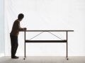Passerelle High Table wb lacquered oak frame and edge burgundy powder coated crossbar 01.jpg