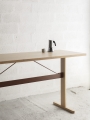 Passerelle High Table wb lacquered oak frame and edge burgundy powder coated crossbar.jpg