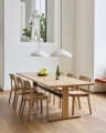 Pastis Chair wb lacquered oak_Passerelle Table L300xW95xH74 wb lacquered oak frame and edge_ink black powder coated crossbar_Pao Glass Pendant 450 cream white.jpg