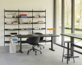 Pier System 103 PS black powder coated steel black anodised profiles_Anagram Table Lamp charred orange_Passerelle black linoleum tabletop ink black crossbar black oak.jpg