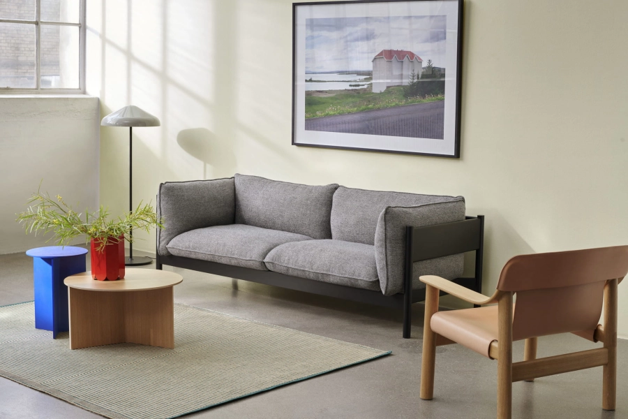 Arbour 3 Seater Hallingdal 166 black wb lacquer beech_Pao Steel Floor Lamp cool grey_Slit Table Wood Round XL wb lacquer oak.jpg
