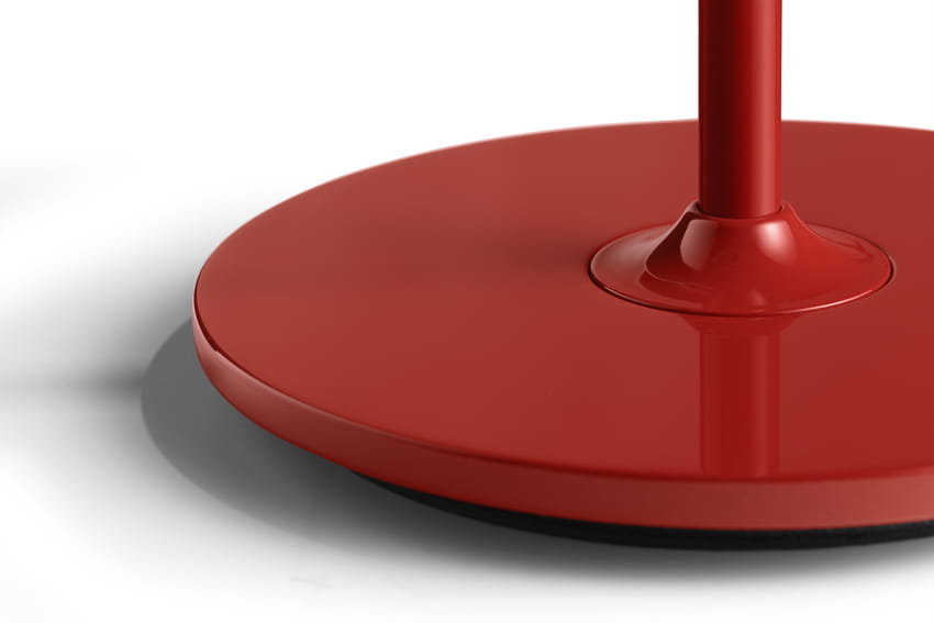 9452113009000_Common Table lamp base signal red steel stem and signal red base_Peach shade_detail.jpg