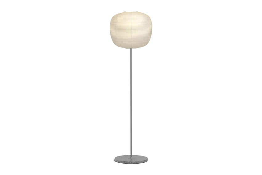 9452154009000_Common Floor Lamp base summit grey steel stem and grey terrazzo base_Peach shade on.jpg