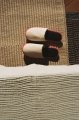 Waffle Multi Slippers cream multi_Tapis Mat off white and lavender_Crinkle Bedspread cool grey.jpg