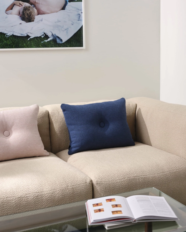 Mags Soft 3 seater Combination 1 Flamiber sand w. white stiches_Dot Cushion Mode 1 Dot dark blue_pastel pink.jpg
