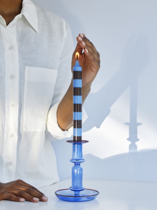 Flare M light blue with red rim_Stripe Candle blue and bordeaux.jpg