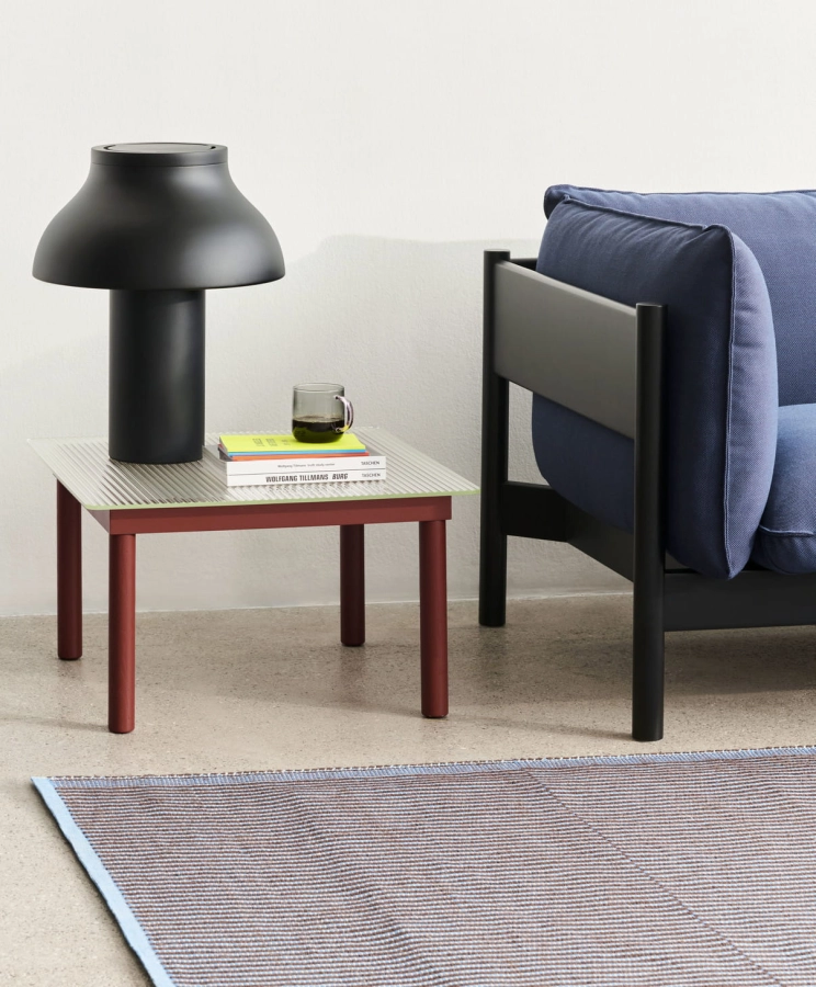 Kofi clear reeded glass barn red wb lacquer oak_PC Table Lamp soft black_Tapis chestnut and blue.jpg.jpg