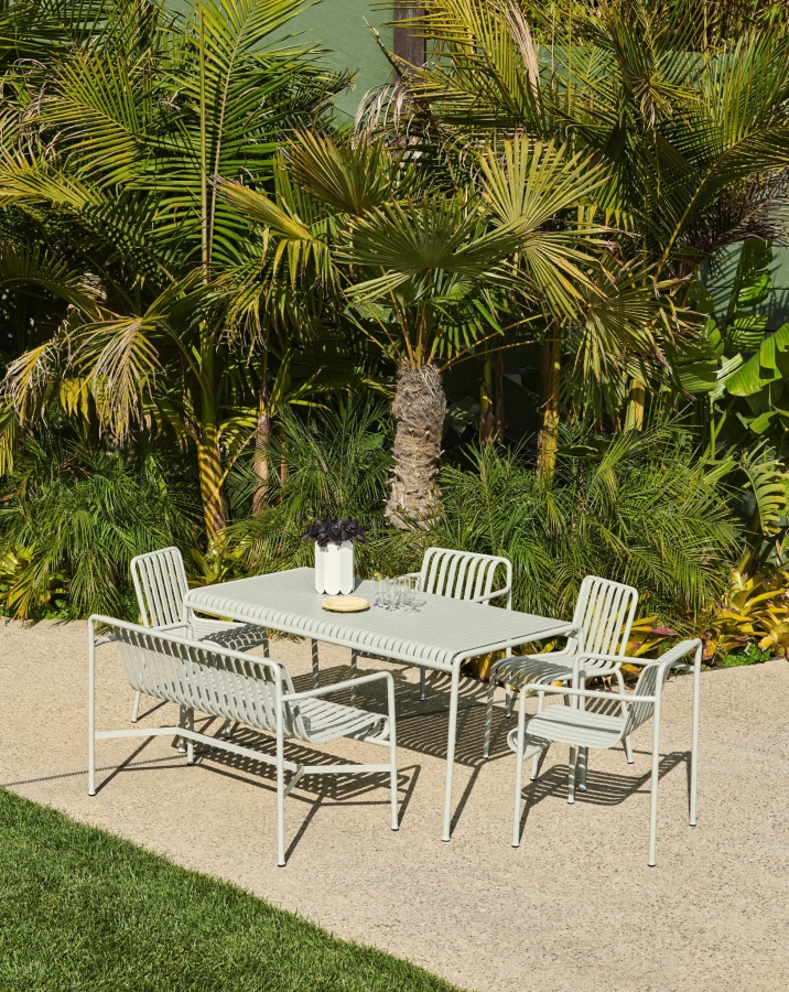 Palissade Table sky grey_Palissade Dining Armchair sky grey_Palissade Chair sky grey_Arcs Vase white.jpg