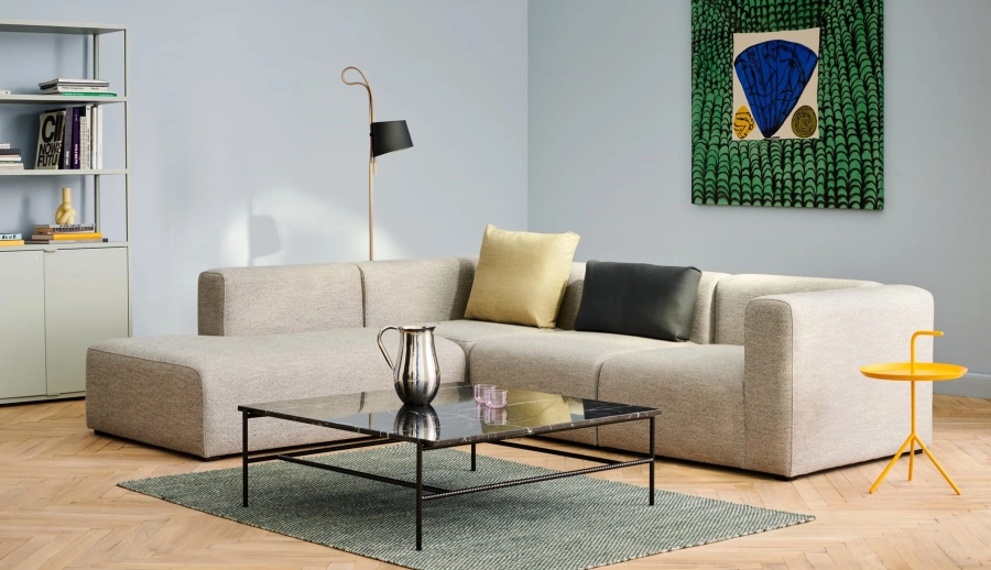 Mags_Corner_comb_2_Right_Lint_grey_Rebar_Square_Coffee_Table_marble_tabletop_soft_black_frame_Moire_Kelim_green_DLM_sun_yellow.jpg