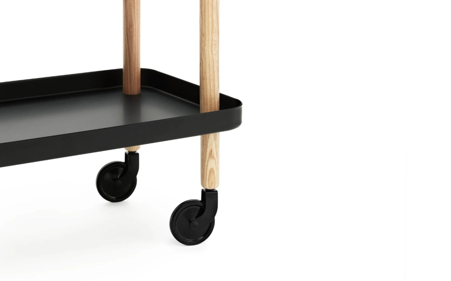 NORMANN COPENHAGEN stolik / barek na kółkach BLOCK jesion/czarny
