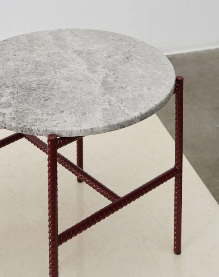 Rebar Side Table Ø45xH40.5_grey marble tabletop_barn red powder coated steel.jpg