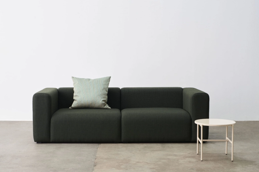 Mags 2,5 Seater Comb 1 Maglia dark green_Rebar Side Table Ø45xH40.5_beige marble tabletop_alabaster powder coated steel frame_Ribbon Cushion yellow.jpg