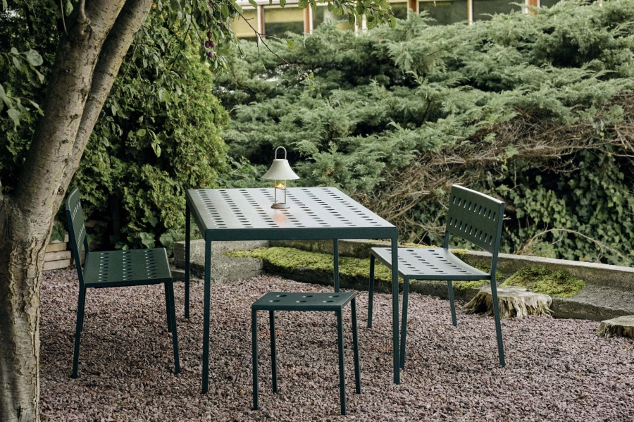 Balcony Table L190_Balcony Dining Bench_Balcony Stool dark forest_Mousqueton Lamp oyster white.jpg