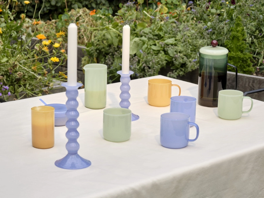 Borosilicate Jug family_Borosilicate Cuisine Bowl light blue jade_ French Press Brewer aqua_Borosilicate Mug set of 2 jade light blue and jade yellow and jade light green_Wavy Candleholder fam.jpg