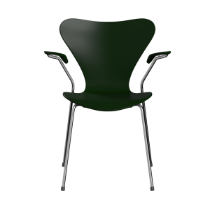 FRITZ HANSEN krzesło z podłokietnikami SERIES 7 fornir lakierowany, ciemna zieleń