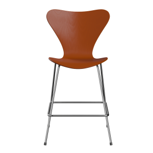 FRITZ HANSEN krzesło barowe SERIES 7 64cm, fornir barwiony, rajski pomarańcz