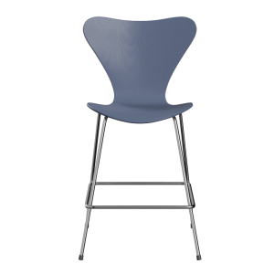 FRITZ HANSEN krzesło barowe SERIES 7 64cm, fornir barwiony, błękit zmierzchu