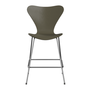 FRITZ HANSEN krzesło barowe SERIES 7 64cm, fornir barwiony, oliwkowy