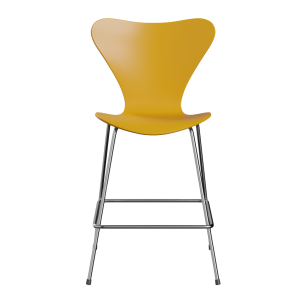 FRITZ HANSEN krzesło barowe SERIES 7 64cm, fornir lakierowany, żółty