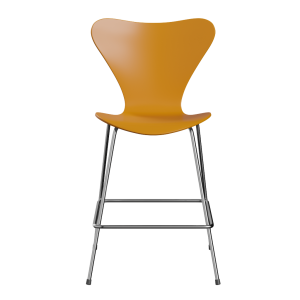 FRITZ HANSEN krzesło barowe SERIES 7 64cm, fornir lakierowany, ciemny żółty