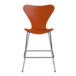 FRITZ HANSEN krzesło barowe SERIES 7 64cm, fornir lakierowany, rajski pomarańcz