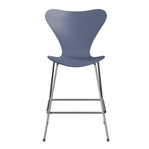 FRITZ HANSEN krzesło barowe SERIES 7 64cm, fornir lakierowany, błękit zmierzchu