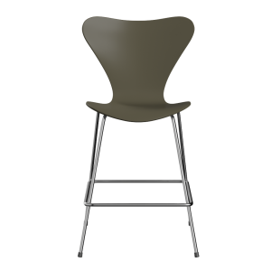 FRITZ HANSEN krzesło barowe SERIES 7 64cm, fornir lakierowany, oliwkowy