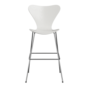 FRITZ HANSEN krzesło barowe SERIES 7 76cm, fornir barwiony, biały