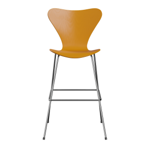 FRITZ HANSEN krzesło barowe SERIES 7 76cm, fornir barwiony, ciemny żółty