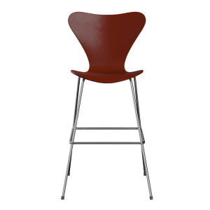 FRITZ HANSEN krzesło barowe SERIES 7 76cm, fornir barwiony, wenecka czerwień