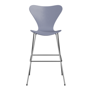 FRITZ HANSEN krzesło barowe SERIES 7 76cm, fornir barwiony, lawendowy błękit