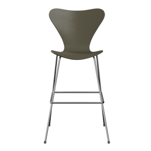 FRITZ HANSEN krzesło barowe SERIES 7 76cm, fornir barwiony, oliwkowy
